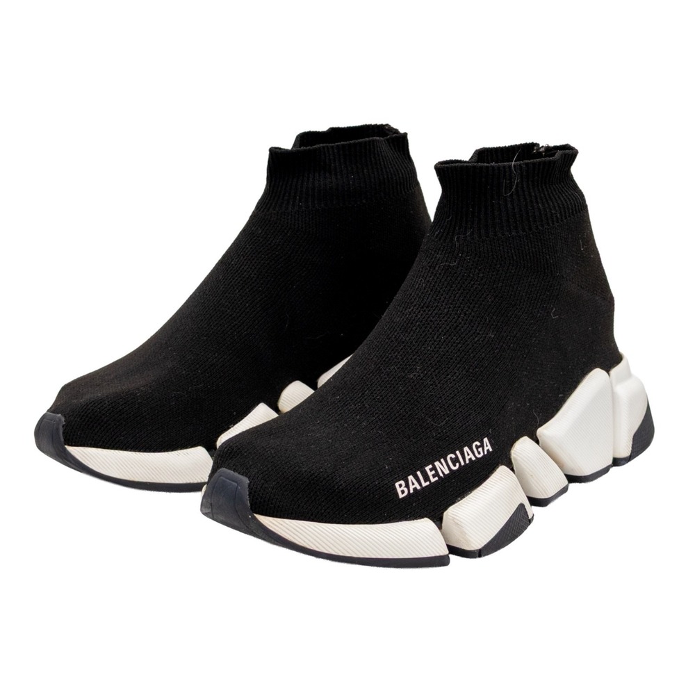 Balenciaga Women's Black Knit Fabric Speed Trainer Sneakers Size EU 34 US 4 UK 1